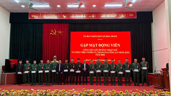 Tổ chức gặp mặt, động viên công dân lên đường nhập ngũ và thực hiện nghĩa vụ tham gia Công an nhân dân năm 2026