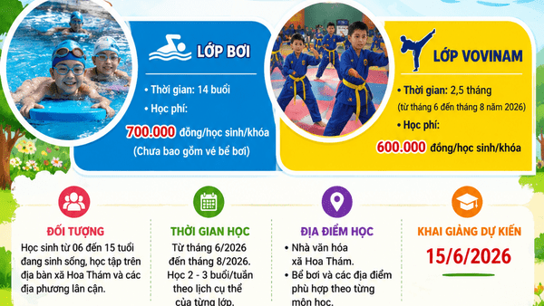 THÔNG BÁO TUYỂN SINH CÁC LỚP NĂNG KHIẾU HÈ NĂM 2026